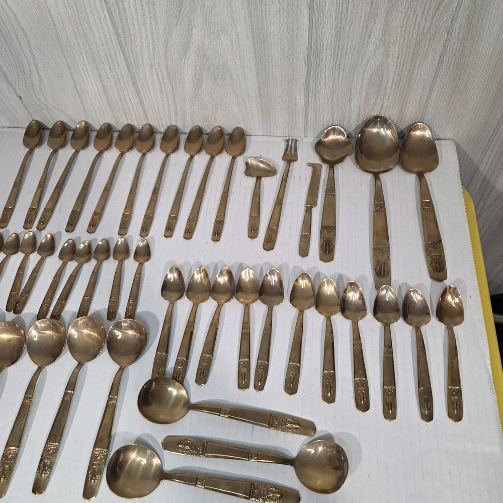 Bronzeware Thai Siam Flatware Set 137 Pieces Elephant Head Thailand Free Ship